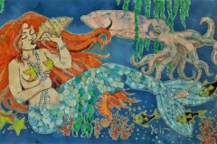 Yolanda Zerboni, Il richiamo della sirena (2021) - Tecnica mista su stoffa