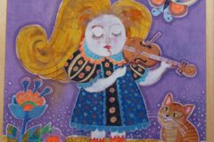 Yolanda Zerboni, Assolo per il mio gatto (2024) - Tecnica mista su stoffa